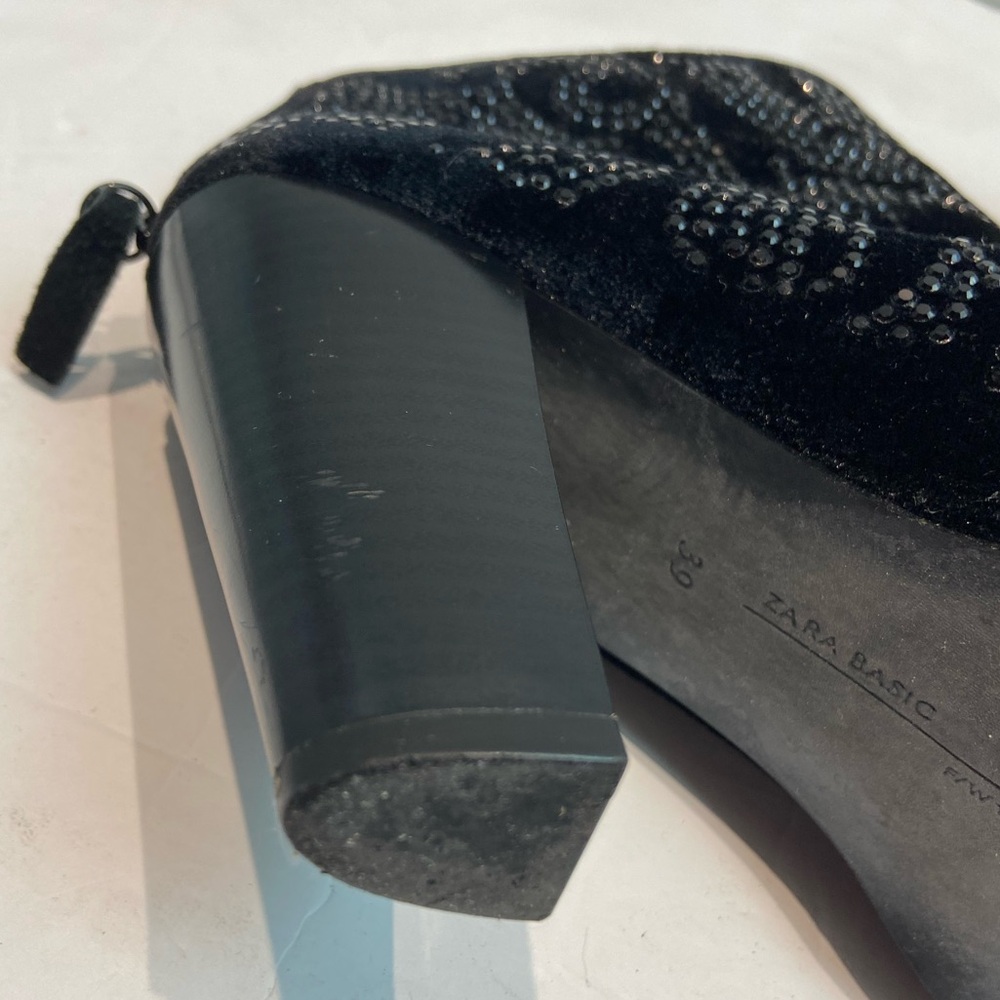 Zara Black Sequin Velvet Ankle Zip-Up Boots Size 39 / 8.5 - Picture 8 of 13
